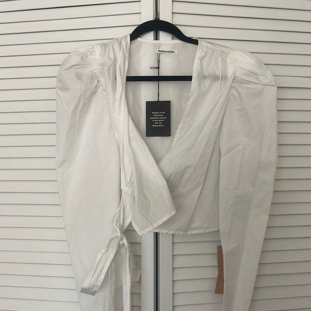Reformation white wrap top